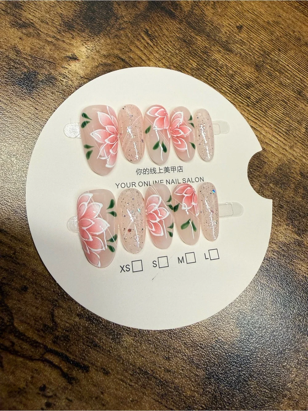 Floral Pink Press-On Nails Small